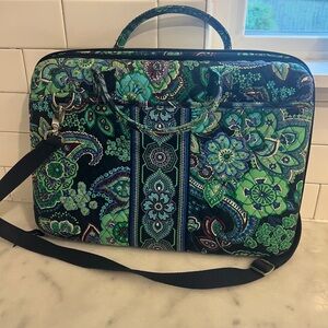 Floral Laptop Bag with Strap - Vera Bradley Blue Rhapsody